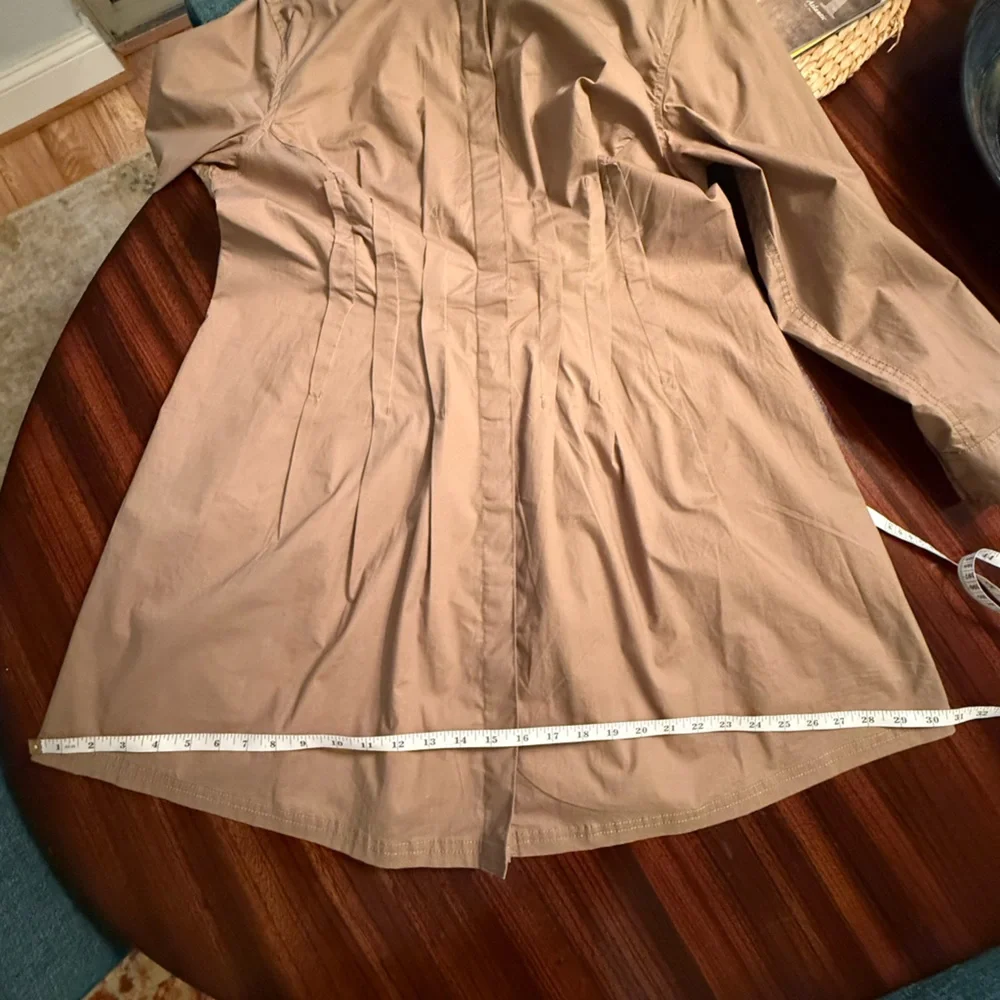 Pilcro Pintuck Mini Shirt Dress Pleated Tan Women's 1X Anthropologie Plus NWOT - Picture 12 of 16